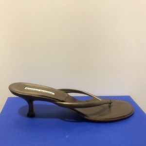 Manolo Blahnik Kitten Heel Paterno Thong Sandals